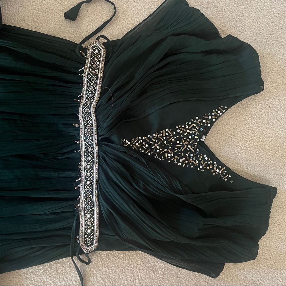 Elegant Dark Green Embellished Dress